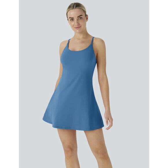HALARA Dresses & Skirts - HALARA Gloomy Blue SoftlyZero Plush Backless Active Tennis Golf Skort Dress Sz L